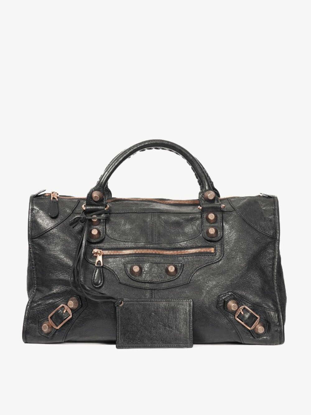 Balenciaga City Black Lambskin Leather Studded Handbag